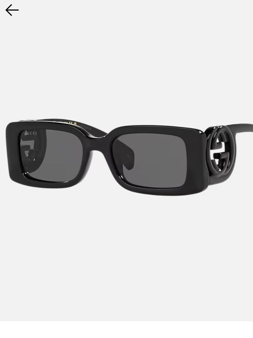 Gucci Black Rectangular Logo-Arm Sunglasses GG1325S